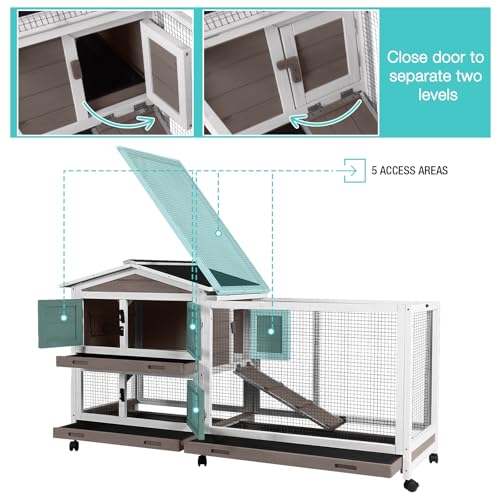 62" Rabbit Hutch with Chew ((Brown))