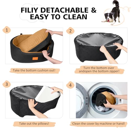 Dog Car Seat for Medium & Large Dogs up to 55 lbs (Black/Brown)