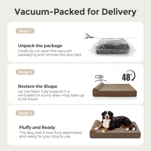 XXL 35D Memory Foam Dog Bed for Extra Large Dogs (XX-Large / Brown)