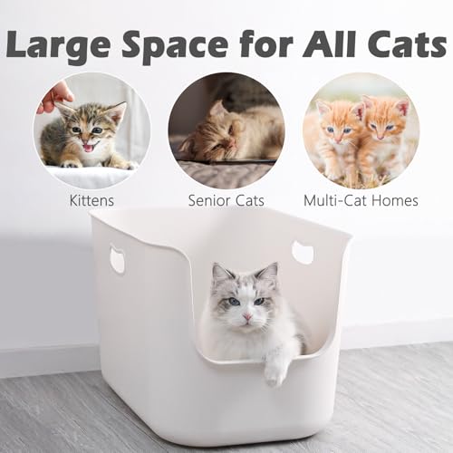 Extra Large Litter Box with High Sides (White / 13.98" High)