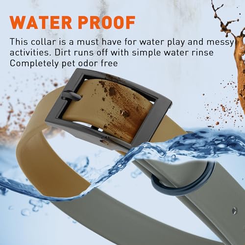 Biothane Waterproof Dog Collar Strong Coated Nylon Webbing with Black Hardware Odor (W1" x L22"-25" / Coyote Brown)