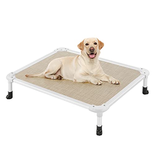 Chew Proof Elevated Dog Bed (Beige Coffee / 32.0"L x 25.0"W x 7.0"Th)