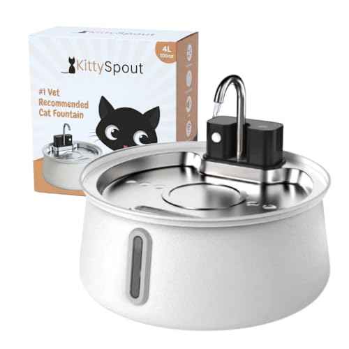 4L Stainless Steel Cat Water Fountain (White)