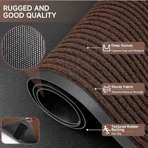 Front Door Mat (3' x 6' (Rectangular) / Brown Striped)
