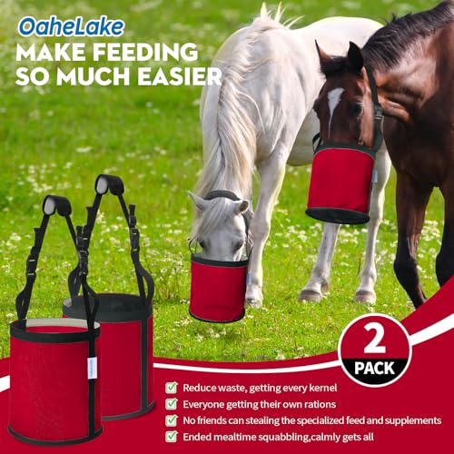 Horse Feed Bag 2 PCs (2 Pcs Red)