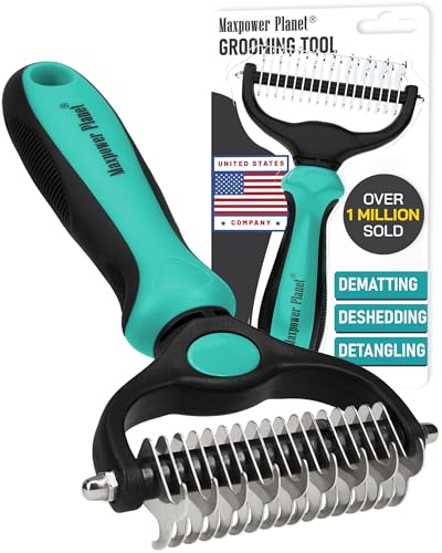 Hair Brush Double Sided Shedding (Turquoise / Large)