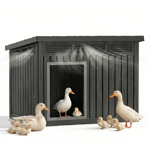 Large Chicken Coop with Hydraulic Air Rod (Black / 42.9"L x 33.0"W x 31.6"H)