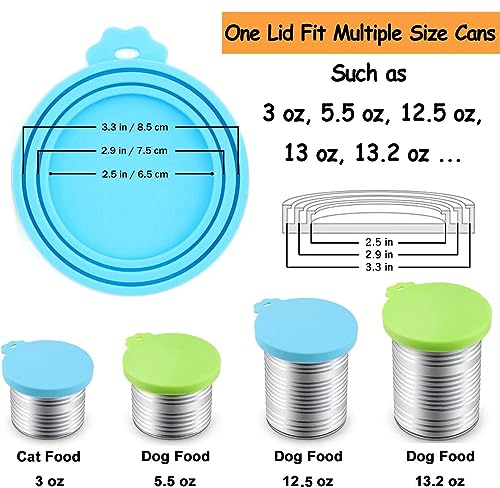 Pet Food Can Cover Silicone Can Lids for Dog and Cat Food (Blue/Green)