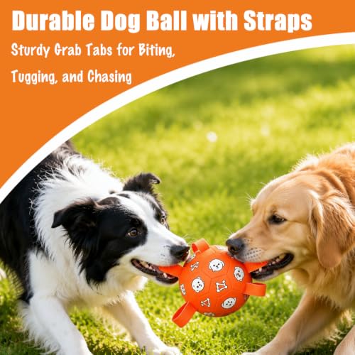 Dog Soccer Ball with Straps (Orange / Medium-6 Inch)