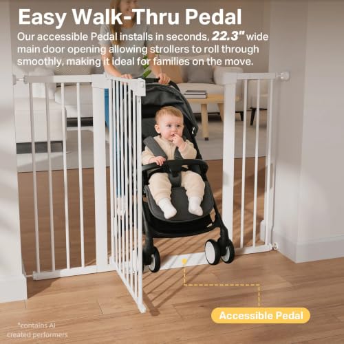 36 in Extra Tall Baby Gate for Stairs (White / 29.7-51.5"W x 36"H)