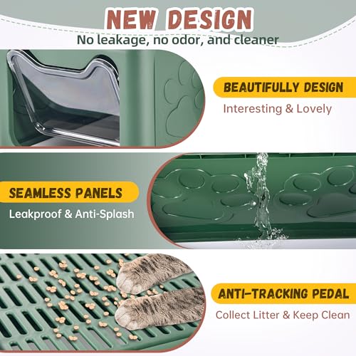 Covered Cat Litter Box (Green)