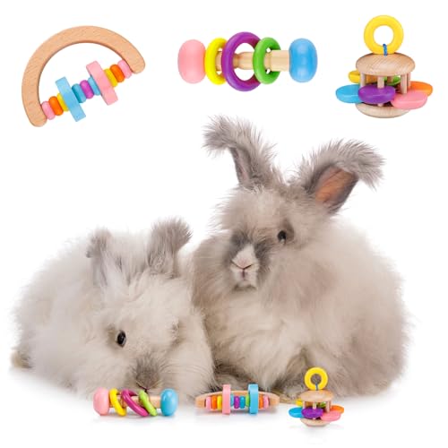 3 Pcs Wooden Bunny Toys