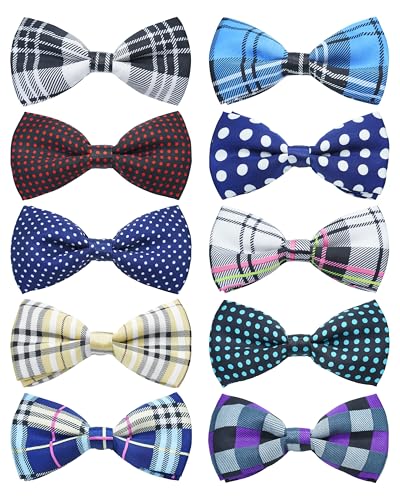 10 Pack Dot Dog Bowties for Large Dogs Slide on Collar (M/L)