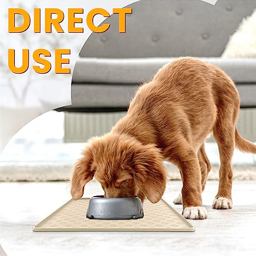 Pet Placemat for Dog and Cat (11.8"L x 11.8"W / Beige)