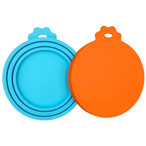 2 Pack Pet Food Can Covers (Orange/Blue)