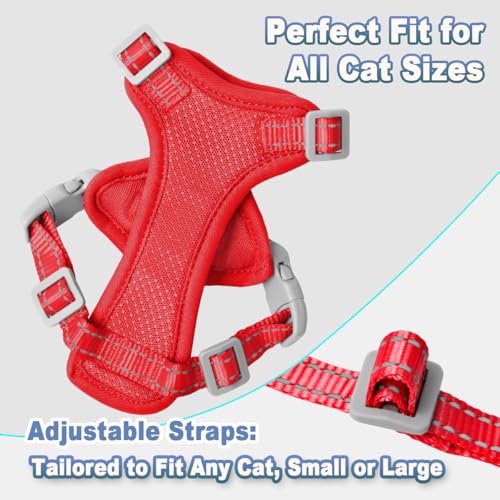Cat Harness and Leash Set Escape Proof for Kitten Walking (X-Small / Red)