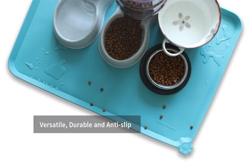 X Large Silicone Non Slip Pet Feeding Mats (28"L x 20"W / Glacier)