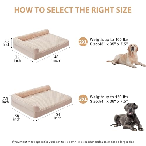 Orthopedic Washable Dog Bed (Beige / 54.0"l x 36.0"w x 7.5"th)