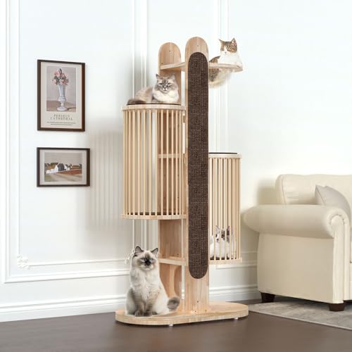 Modern Cat Tree Tower for Indoor Cats (Brown)