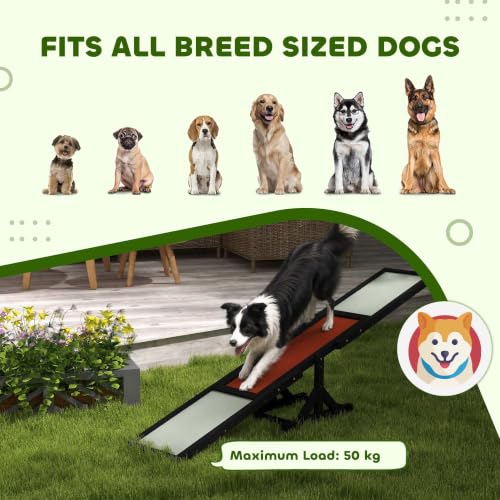 Wooden Dog Agility Seesaw for Exercise 71" L x 12" W x 12" H Black (70.75" x 11.75" x 11.75" / Black)