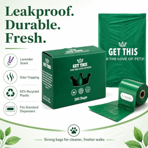Dog Poop Bag 300 Dog Waste Bags (Green / 300 Count (Pack of 1))