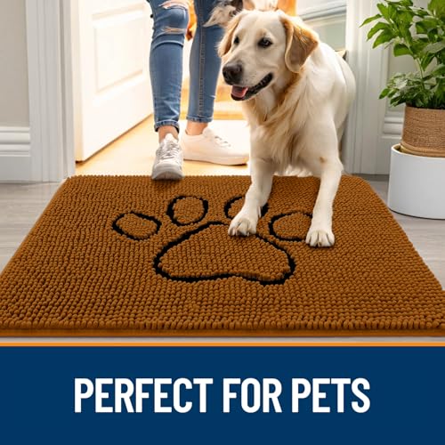 Dog Door Mat for Muddy Paws 30x20 (Ochre / 30" X 20")