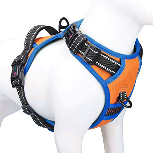 No Pull Dog Harness Medium Reflective Front Clip Vest (Orange / Medium)
