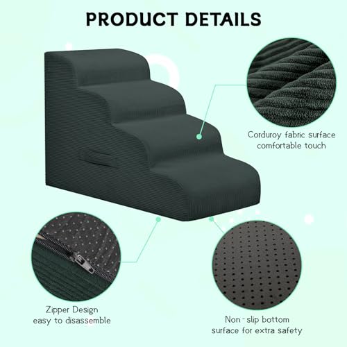 3 Step Dog Stairs Pet Ramp for High Beds (Dark Gray / 3-Step 16"H)