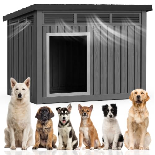 Dog House Indoor Outdoor (Deep Black / 42.87"L x 32.95"W x 31.61"H)