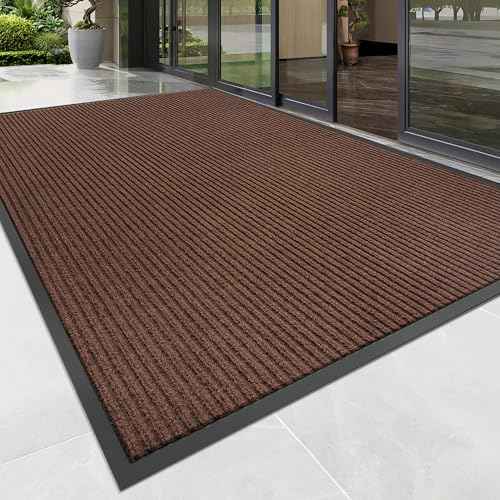 Front Door Mat (3' x 6' (Rectangular) / Brown Striped)