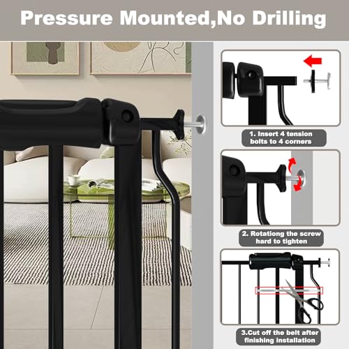 29 34 Inch Wide Baby Gate Pressure Mounted Safety Gate with Door (Gate: 29-34 Inch)