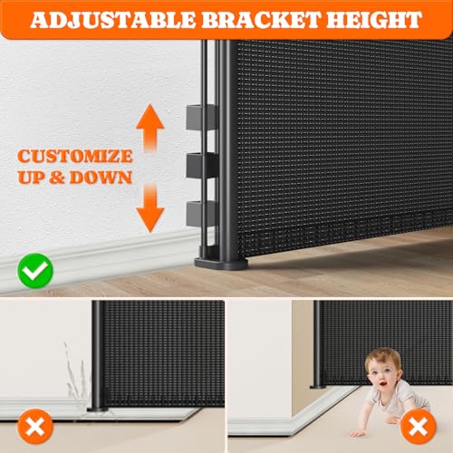 Retractable Baby Gates Extra Wide (Black / 41" Tall x 71" Wide)