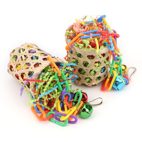 Bird Colorful Shredding Crinkles Foraging Toys Natural Sola Ball for Parrots Cockatiels Conures Budgies Senegal