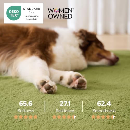 Washable Dog Bed Medium Size Dog with Comfy Sherpa (30"L x 20"W x 3"Th / Dark Green)