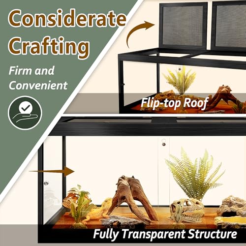 Bearded Dragon Tank 75 Gallon (Black / 75 Gallon (47x18x18) Inch)