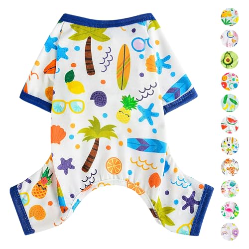 Dog Pajamas Pjs Fall Summer Dog Clothes for Small Dogs Girl (Beach / Large (10-15))