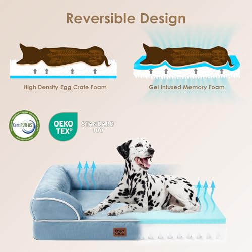Orthopedic Dog Beds Large Sized Dog (Washed Blue / 41.0"l X 27.0"w X 6.5"th)