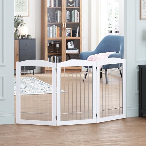 Freestanding Wire Pet Gate for Dogs (Sliver / 【3 Panels】60"W x 30"H)