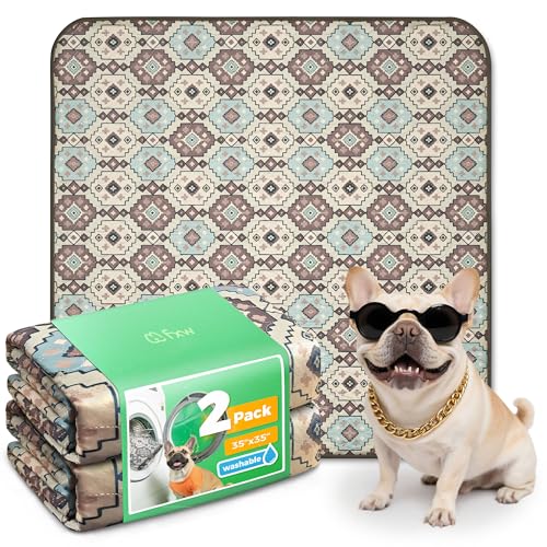 Washable Pee Pads for Dogs (Tribal Beige / 35" Square (2 Packs))