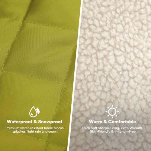 Waterproof Puffer Dog Coat Small Warm Plush Lining Winter Jacket (Small / Olive Green)