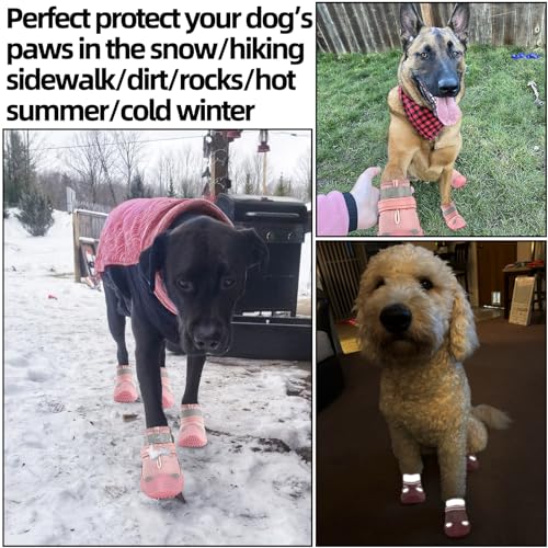 Dog Boots for Large Dogs (Pink / Width 2.75 Inch)