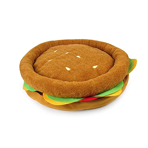Soft Plush Small Cute and Cozy Food Dog Cat Bed (Burger)