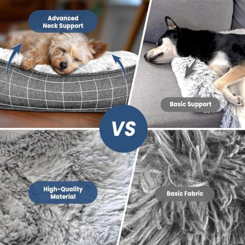 Calming Dog Bed for Couch with Cozy Raised Edge (Grey / 53"L x 39"W x 5"Th)
