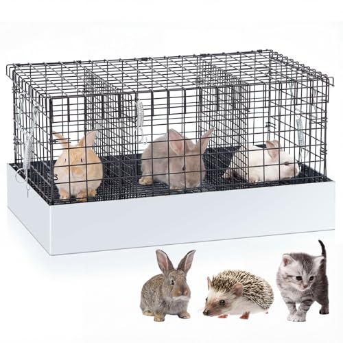 1 Pack 3 Hole Foldable Rabbit Transport Cage (Black / 18 x 12 x 10 in)
