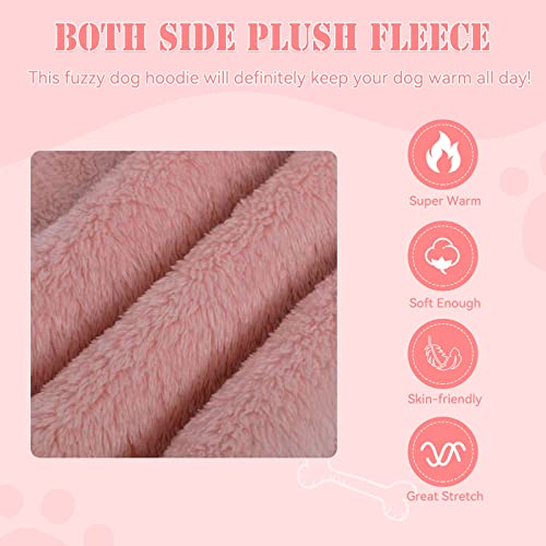 Fuzzy Dog Sweaters for Large Dogs Pet Hoodie Clothes Warm Soft Pet Coats Hooded Sweatshirt Dog Hoodie for Large Dogs (Large / Pink)