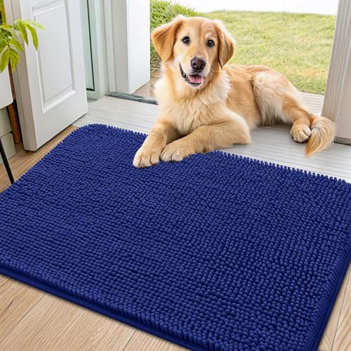 Dog Door Mat for Muddy Paws 36x24 (Navy Blue / 36"X24")