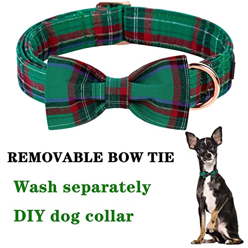 Dog Collar with Bow Tie Christmas Dog Collar for Small Medium Large Dogs with Adjustable Metal Buckle (Small / NewLG)