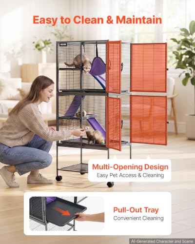 Metal Small Animal Cage 54.3" H 4 (24.0"L x 17.3"W x 54.3"H)