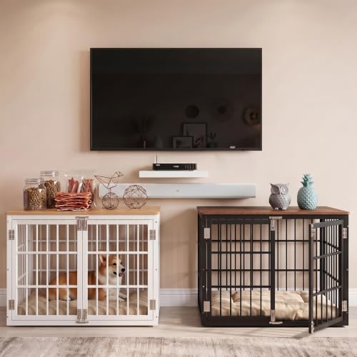 Dog Crate Furniture 38 Inch Indoor Crate Dog Cage Wooden Kennel (Black / 38.2"L x 25.0"W x 27.9"H)