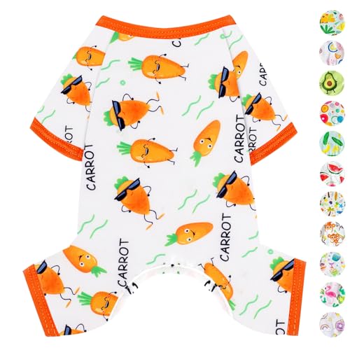 Dog Pajamas Pjs Spring Summer Dog Clothes for Small Dogs Girl (Carrot / Medium(6-9lb ))
